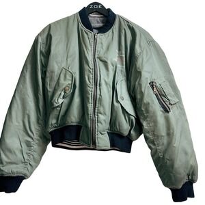 Vintage Zero Reversal Flight Jacket Military Army Green/Gray Men/Women Large